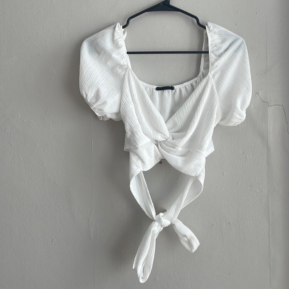 White cropped top
